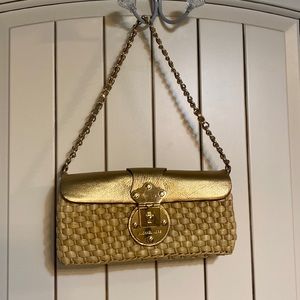 Michael Kors straw bag with gold metallic